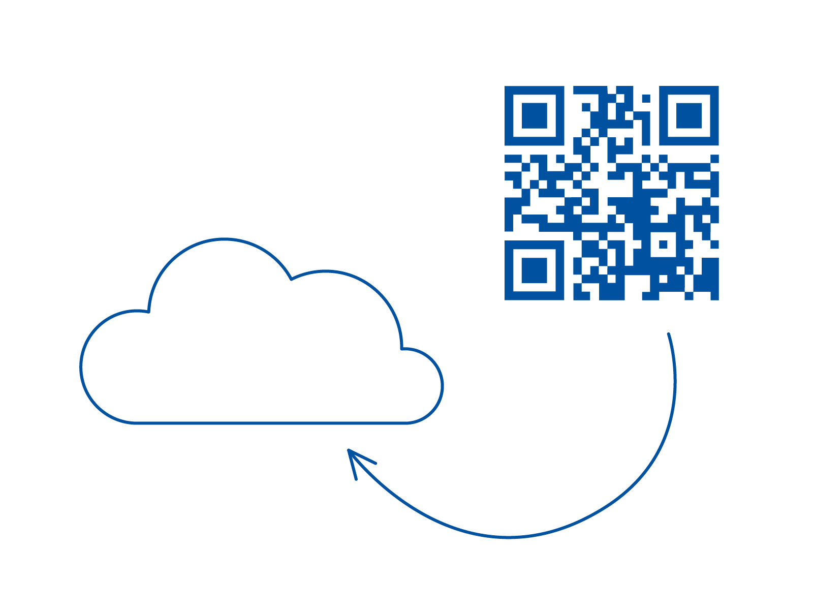 Pfeil von QR-Code auf Cloud